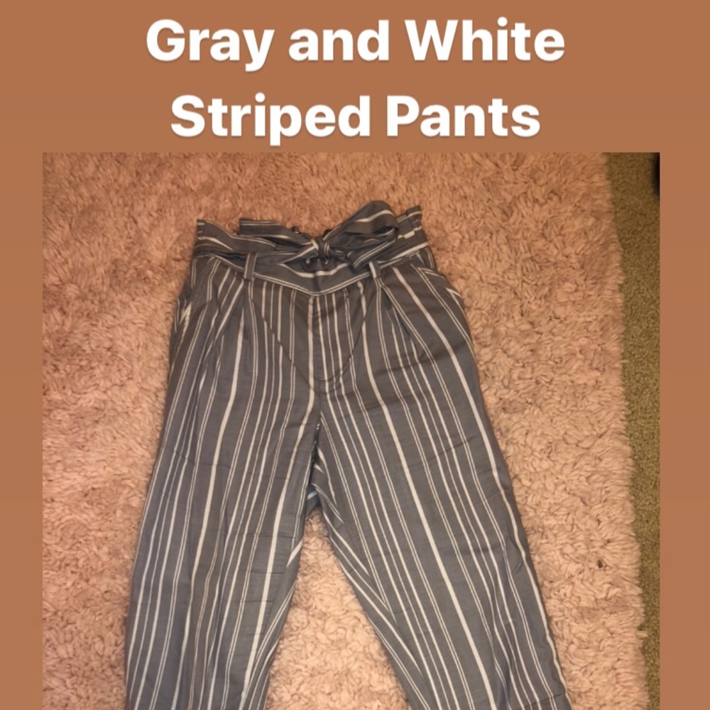 Gray and White Striped Pants